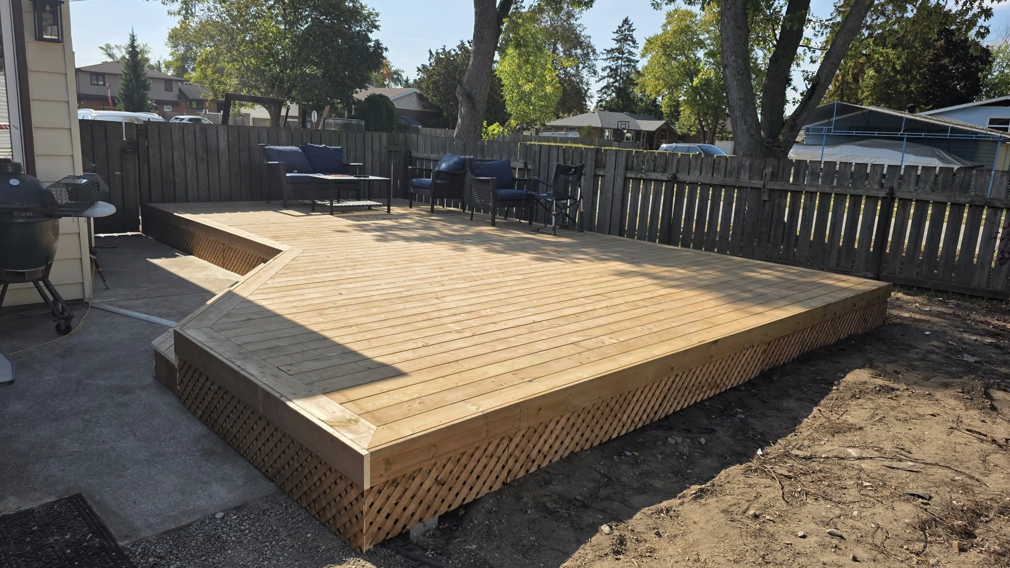 A view of the deck from the backyard.