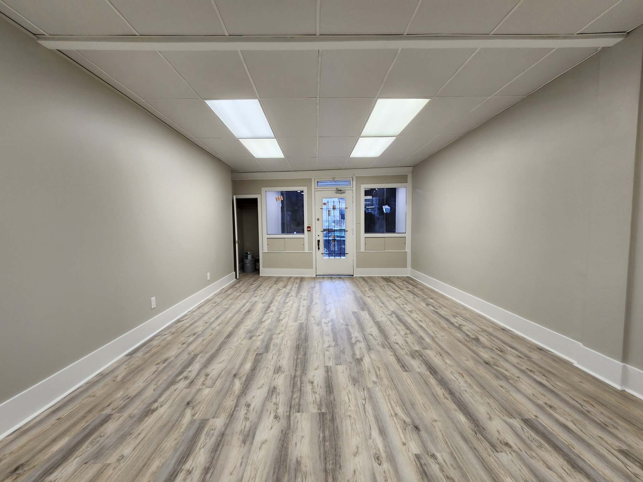 Detailed view of the deck construction and stairs.